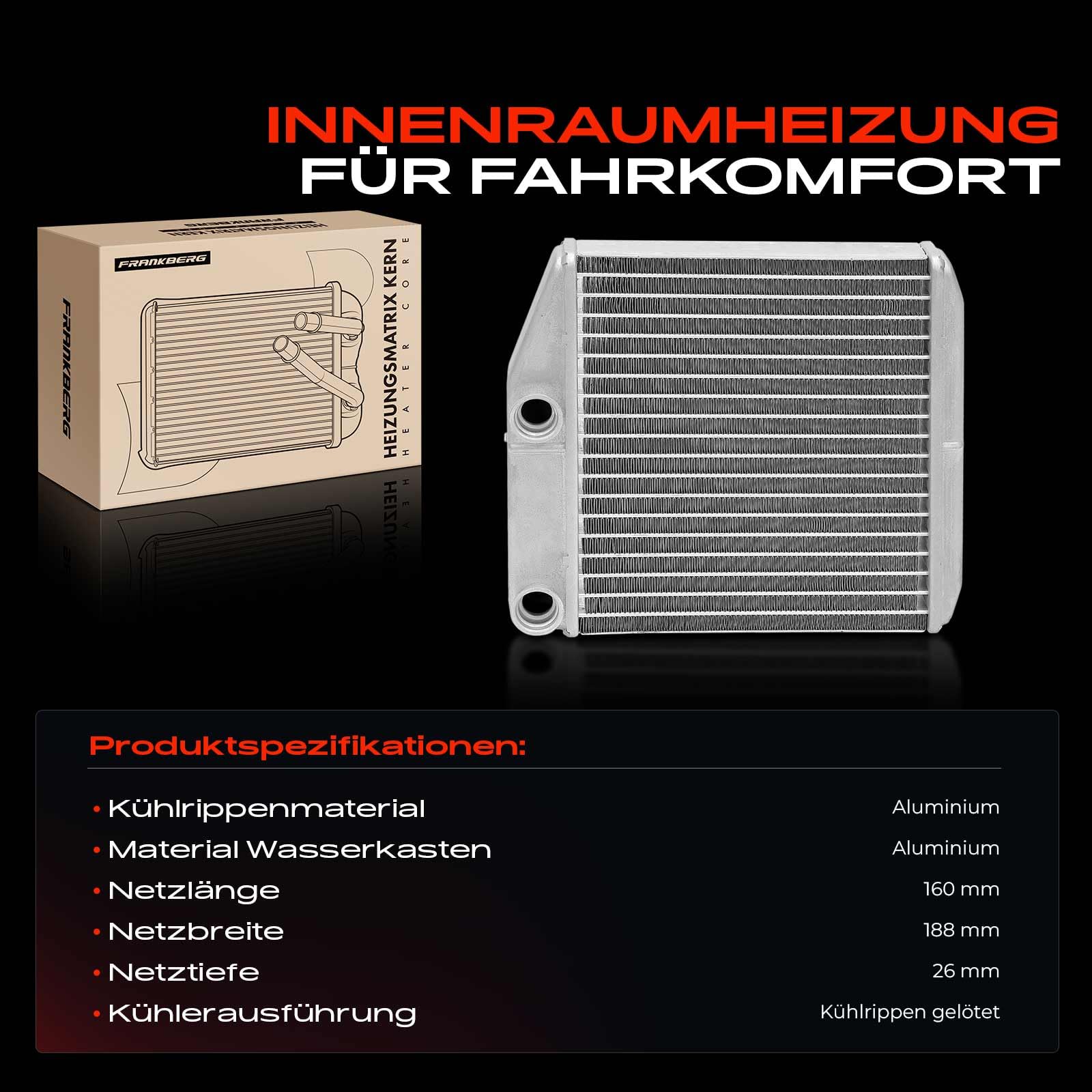 Frankberg Wärmetauscher Innenraumheizung ohne Leitung Replace# 77365032