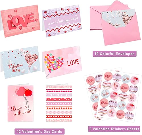 Miniatura 2 de FANCY LAND Tarjetas de San Valentín con sobres, 12 tarjetas de felicitación de San Valentín en blanco para adultos