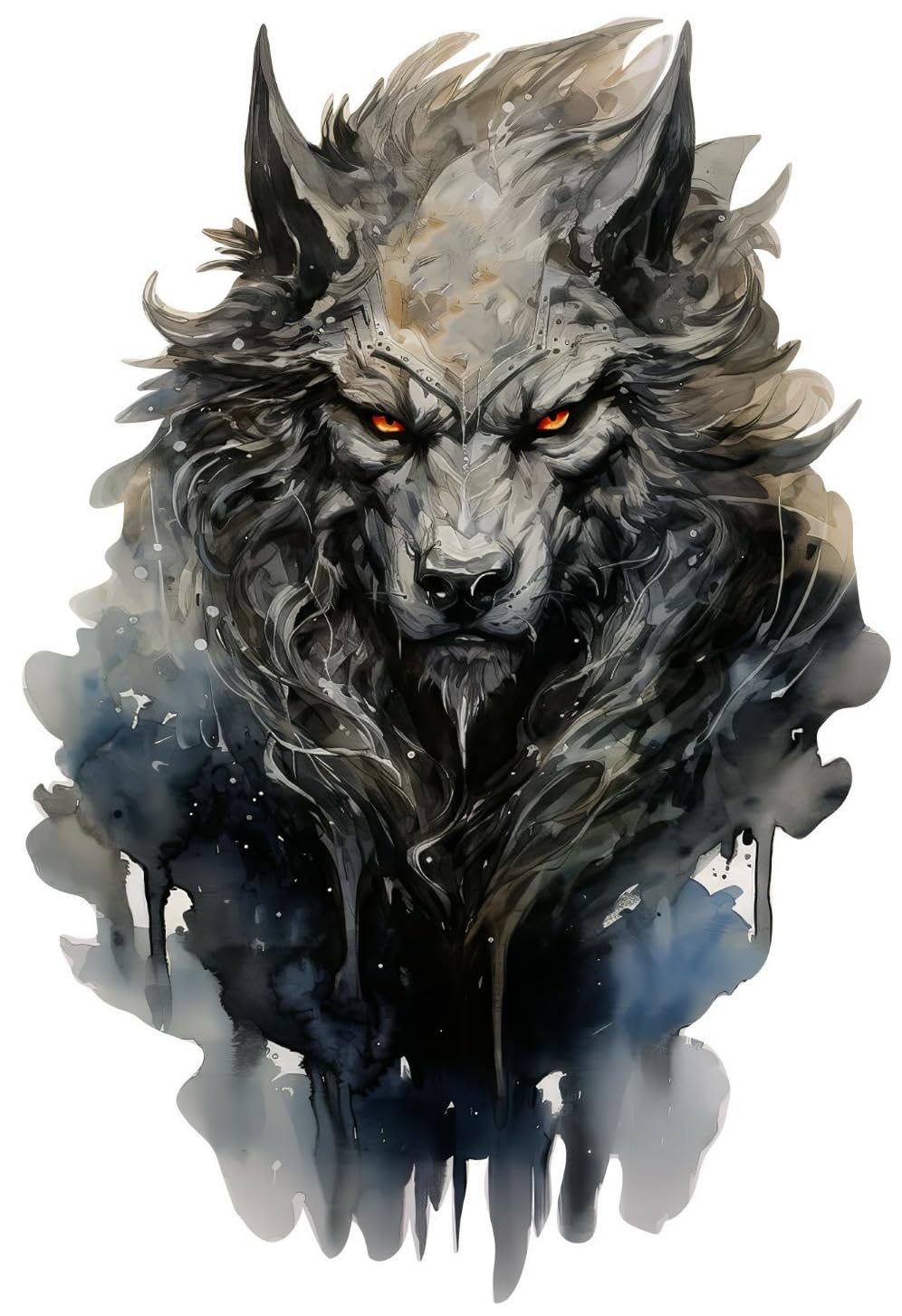 Samunshi® Wandaufkleber Fenrir Bunt Wolf Wandsticker Walhalla nordische Mythen für Kinderzimmer Aufkleber Küche Wallart Runen Odin34x50cm