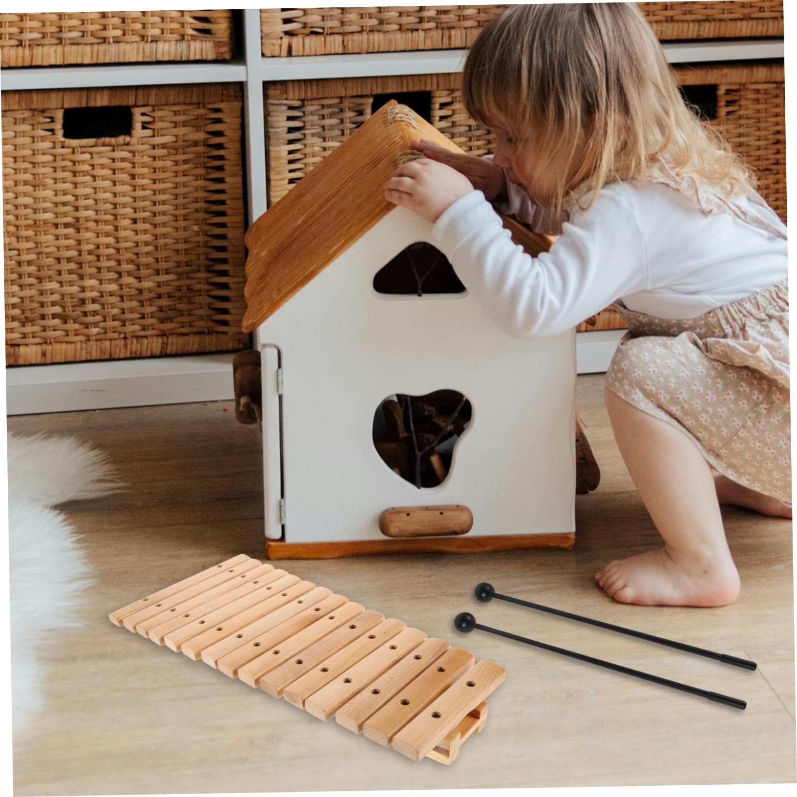 Xilofono in Legno Montessori 15 Note Strumento Orff Educativo per Ragazzo Ragazza Apprendimento Sensoriale Sviluppo Musicale Giocattolo Didattico Asilo e Casa