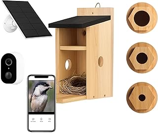 Bestmotoring Bird Houses for Outside, Smart Home with Camera, AI Recognition, IP66 Waterproof, 2-Way Audio, App Control, 4MP Color Night Vision, Solar-Powered, Cloud & SD Storage