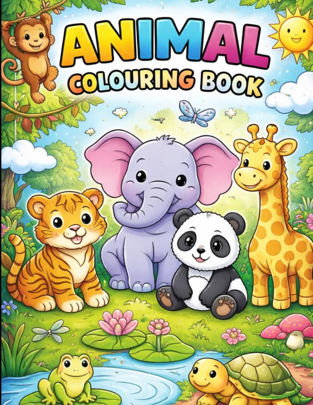 Animal Coloring Book for Kids: Simple and Bold Outline Coloring Pages of Wild and Farm Animals for Stress-Free Learning and Fun