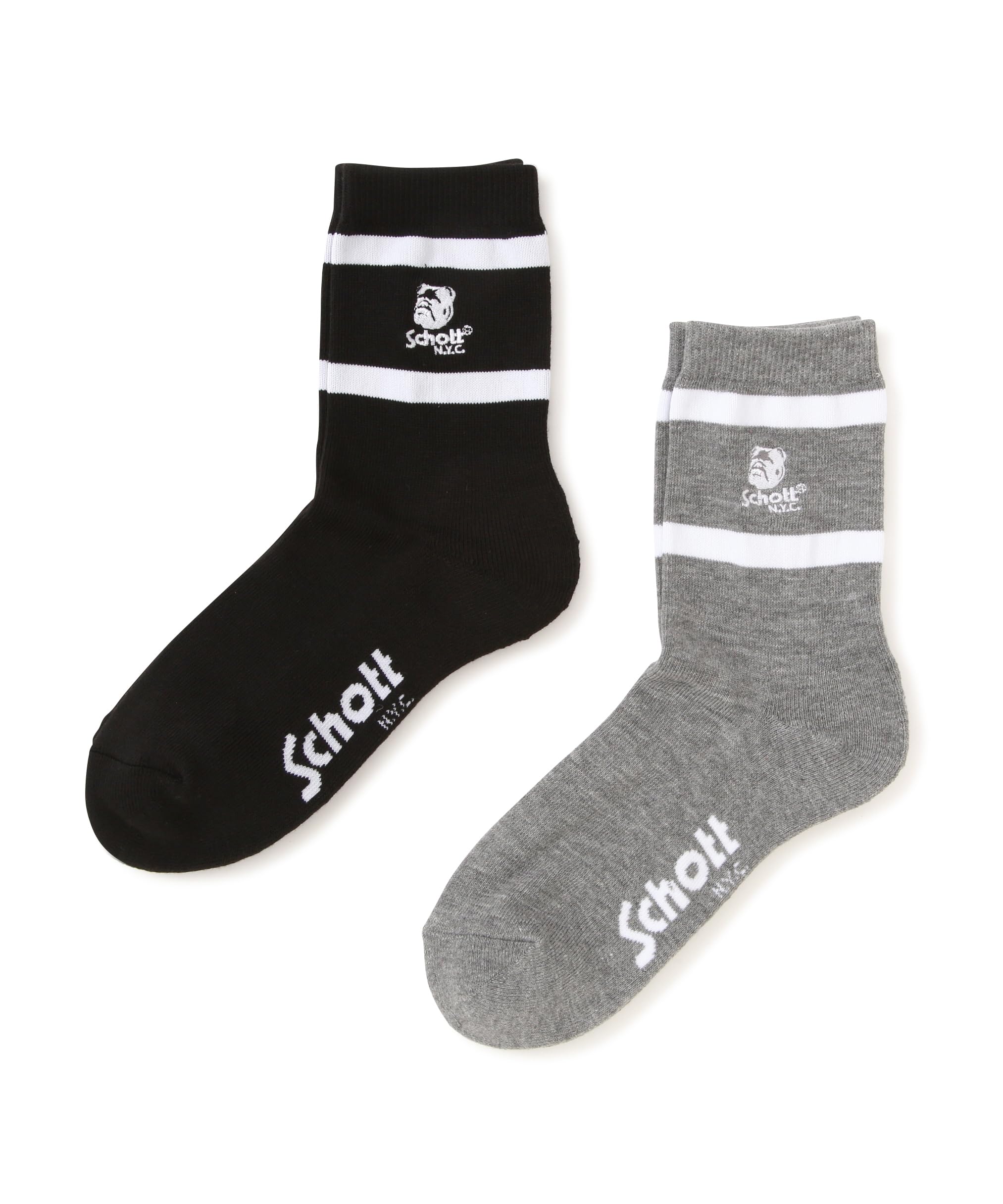 【Schott】【ショット】 直営限定 HIGT-SOCKS STENCIL BULLDOG ステンシル ブルドッグ ソックス メンズ 782-4972005