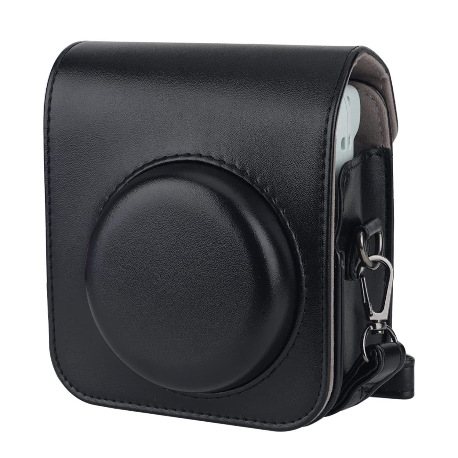 ZIKKON PU Leather Protective Camera Case Pouch Compatible with Fuji-Film Instant Insta-x Mini 12 Instant Camera Carrying Bag with Adjustable Shoulder Strap- Black-image-8