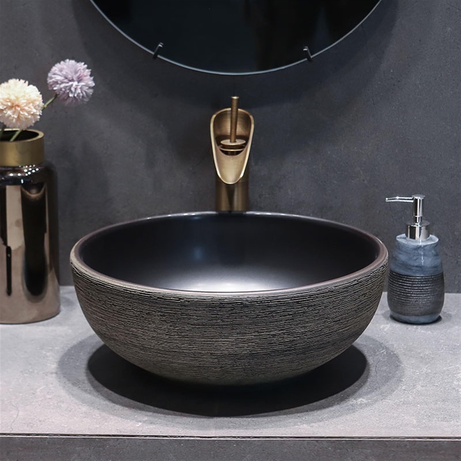 Umywalki łazienkowe Chińska umywalka antyczna Jingdezhen Umywalka ceramiczna Okrągła w stylu retro do mycia rąk