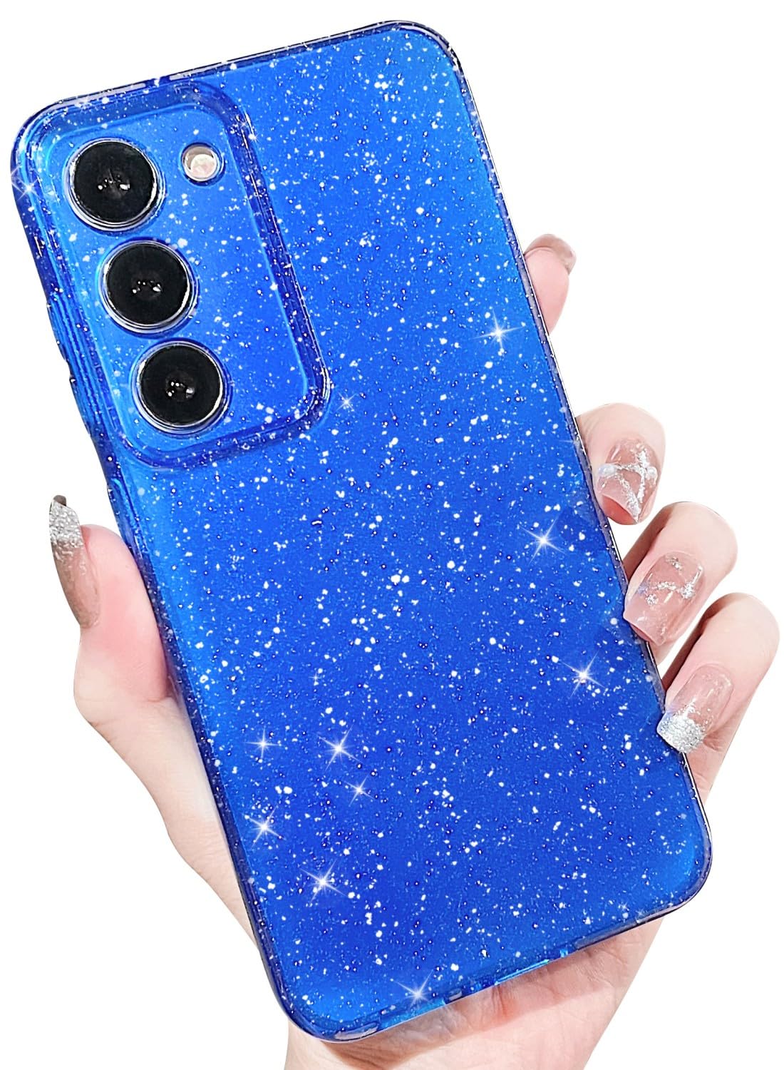 MINSCOSE Compatible with Samsung Galaxy S23 5G Case,Cute Neon Bright Color,Glitter Bling Thin Slim Shockproof Silicone Sparkly Cover for Women Girl