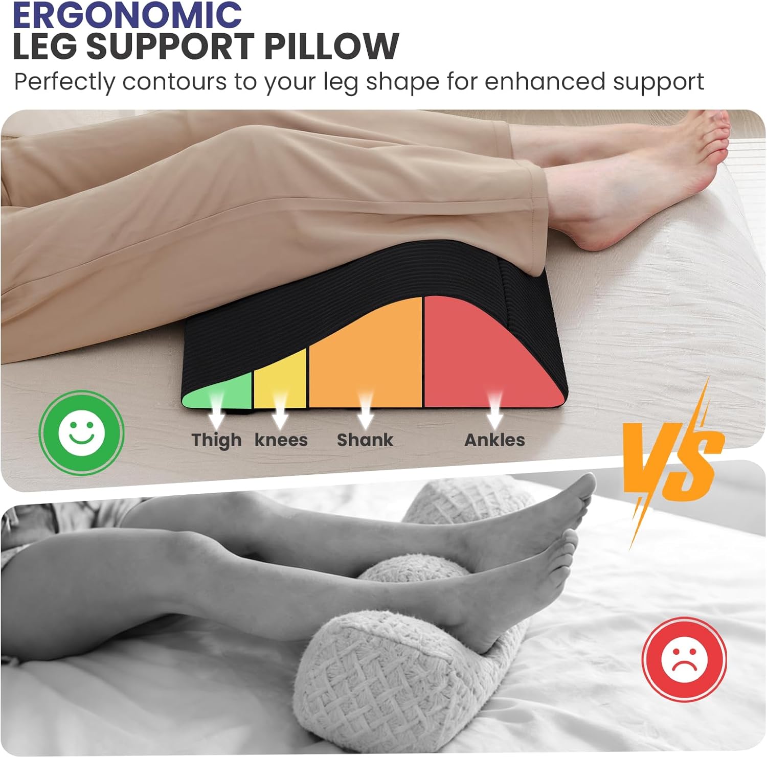 idee-home Recliner Leg Rest Cushion, Recliner Footrest Extender Pillow with Removable Corduroy Cover, 2 in 1 Foldable Ergonomic Foot Pillow Back & Lumbar Support Cushion for Bed Sofa Couch, Black