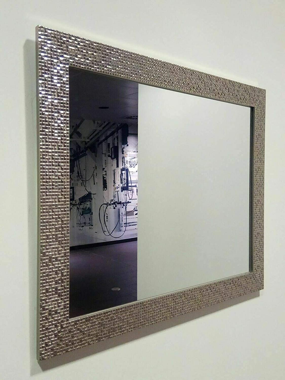 Biznest Silver Mosaic Effect Large Wall Hanging Mirror With A Decorative Design 50X60cm Wall Mirror
