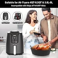 Vista 3 de Forros redondos de silicona para freidora de aire, paquete de 3, forros de silicona Ninja AF101 y AF161 para 4-5.3 cuartos de galón, accesorios