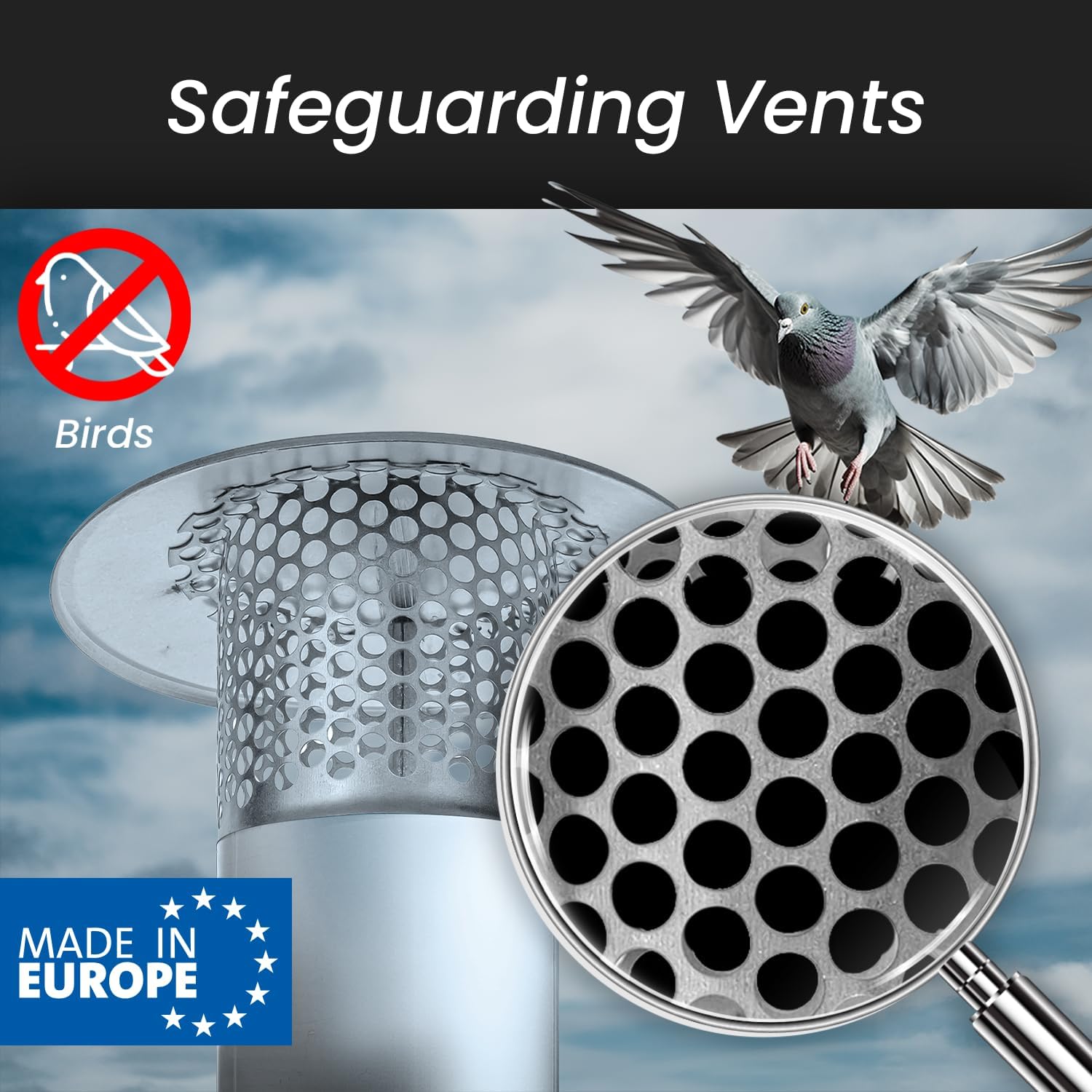 8 Inch Round Roof Rain Cap HVAC Vent Galvanized Steel All Weather Chimney Cap Roof Top Round Roof Vent with Rubber Gasket for Perfect Insulation Vent Cover (8'' Inch)