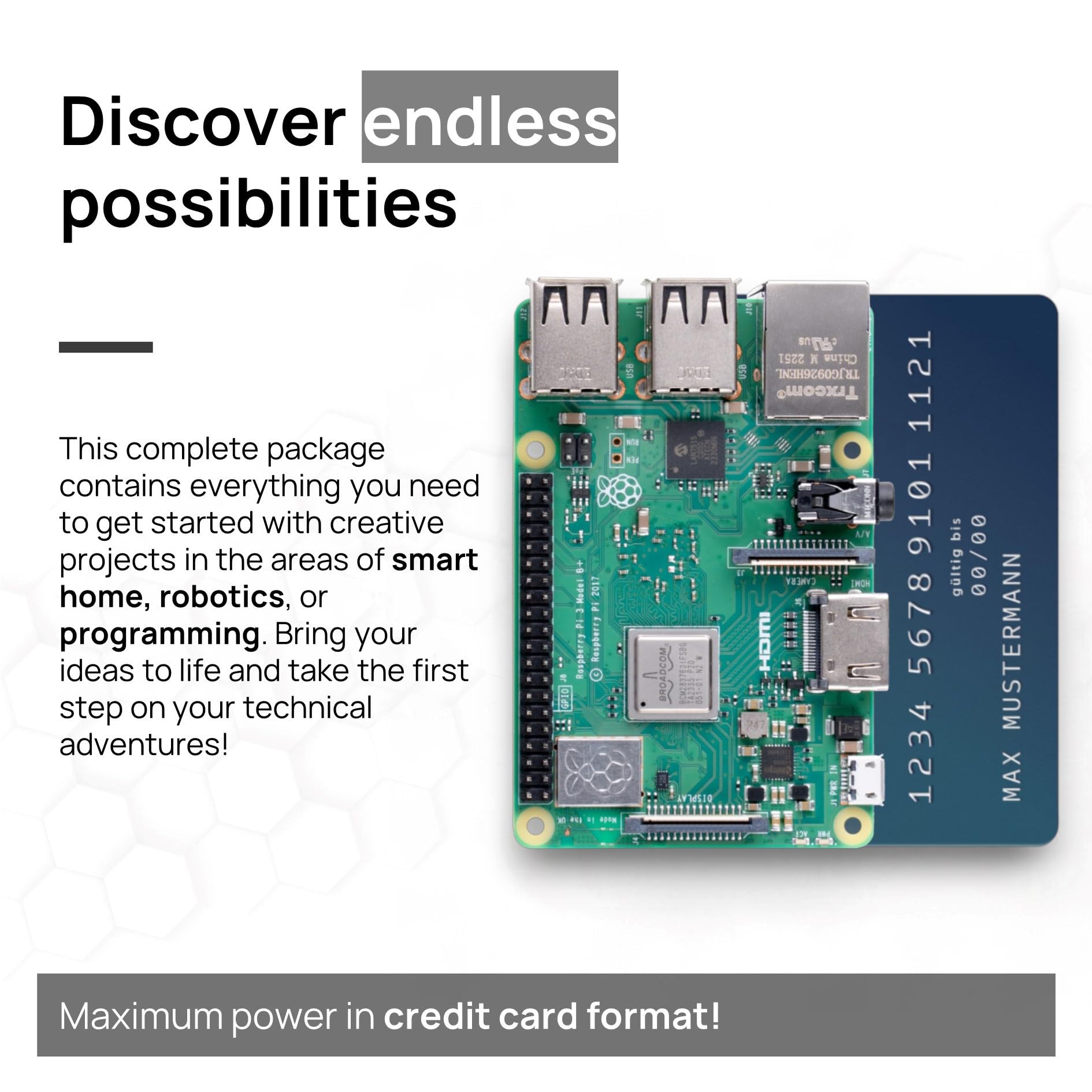 db-tronic Starter Kit do Raspberry Pi 3 B+ 1 GB | Edycja 64 GB | Zasilacz | Obudowa | HDMI | idealny do Home Assistant i smart home