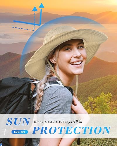 Miniatura 4 de BROTOU Sombrero de pesca con protección solar UPF 50+ de ala ancha para exteriores, sombrero de sol con solapa para cara y cuello para hombres y