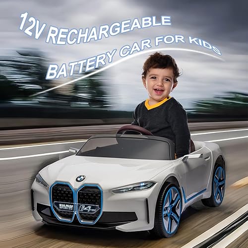 Miniatura 2 de OKYBABY Vehículo eléctrico para niños de 12 V, vehículo eléctrico de juguete con licencia BMW I4 con control remoto para padres, bocina, radio,