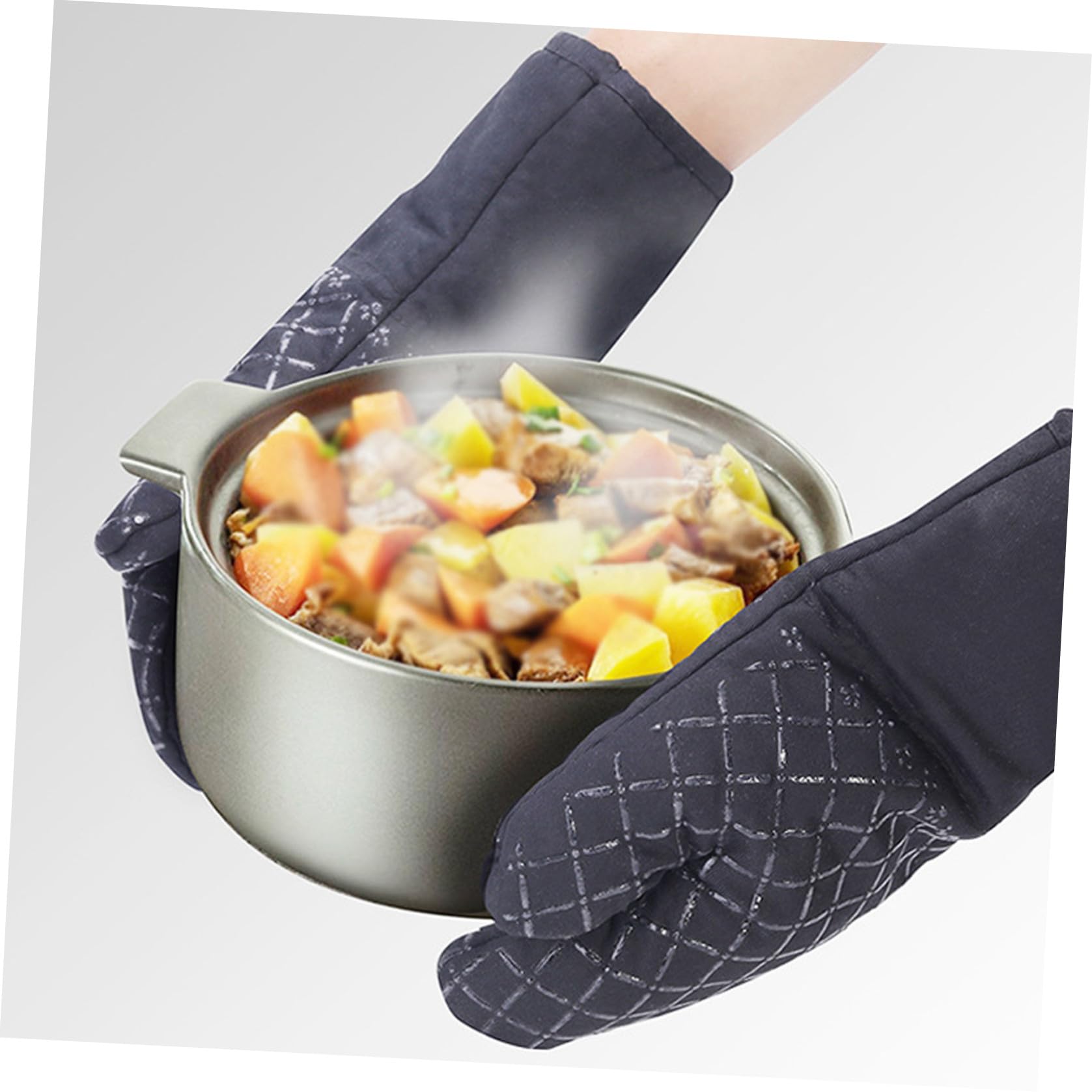COLLBATH Guanti Da Forno Resistenti Al Calore Presine Sottopentole e Grembiuli Da Cucina Per Cucinare Barbecue e Microonde Antiscivolo e Sicuri Per Famiglia