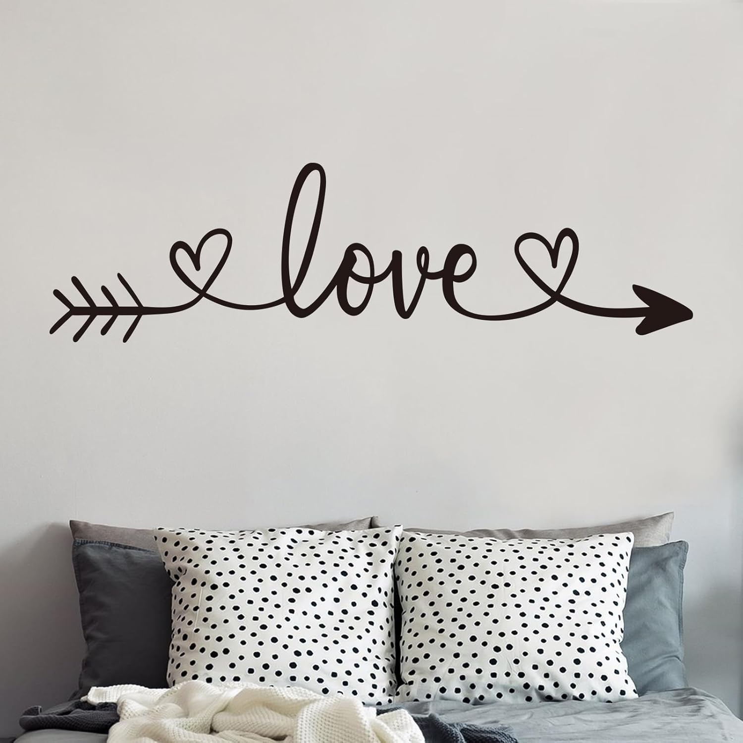 Couples Quotes Wall Decals for Bedroom: Inspirational Love Wall Stickers for Home Bathroom Living Room - Love Arrow 45" X 12.6"