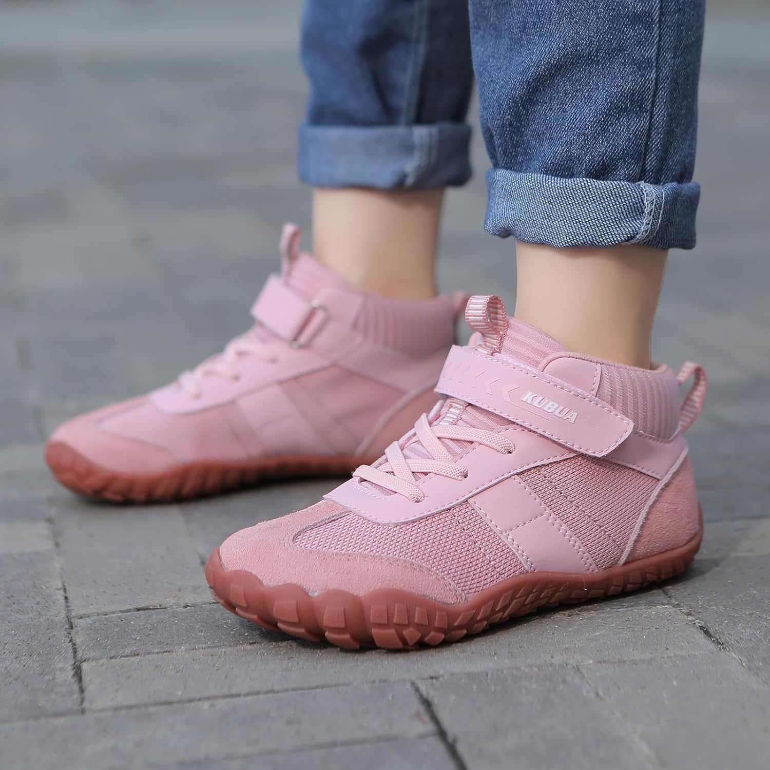 KUBUA Kids Barefoot Shoes Boys Girls High Top Minimalist Zero Drop Sneakers for Tennis Walking Hiking Athletic Little Big Kid - Image 2