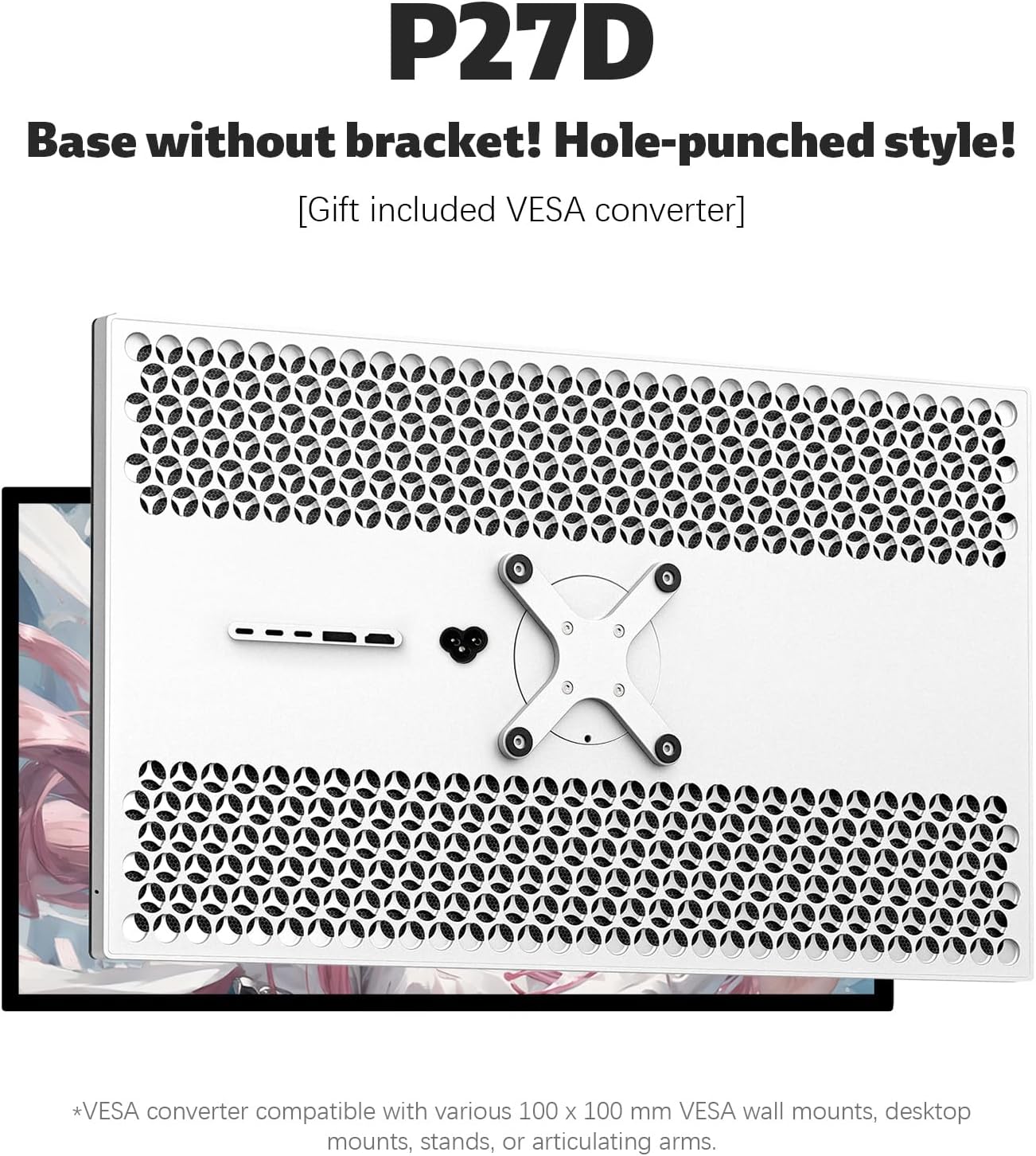 P27D 27 inch FHD (3840 x 2160) 4K 144HZ Gaming Monitor, IPS Panel, 1.07 Billion Colors, 99% sRGB, 5ms,HDR,HDMI,DP,178° Viewing Angle (Honeycomb - Without Stand)