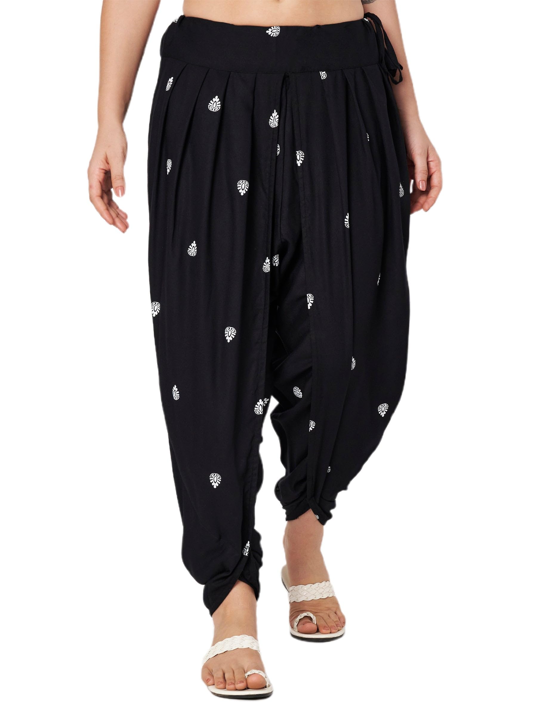 9rasa Women's Viscose Hand Block Printed Belt Freesize Dhoti Chudidar for Ethnic Casual Fusionwear (Fits Waist 26-38" Inches)-picture-36