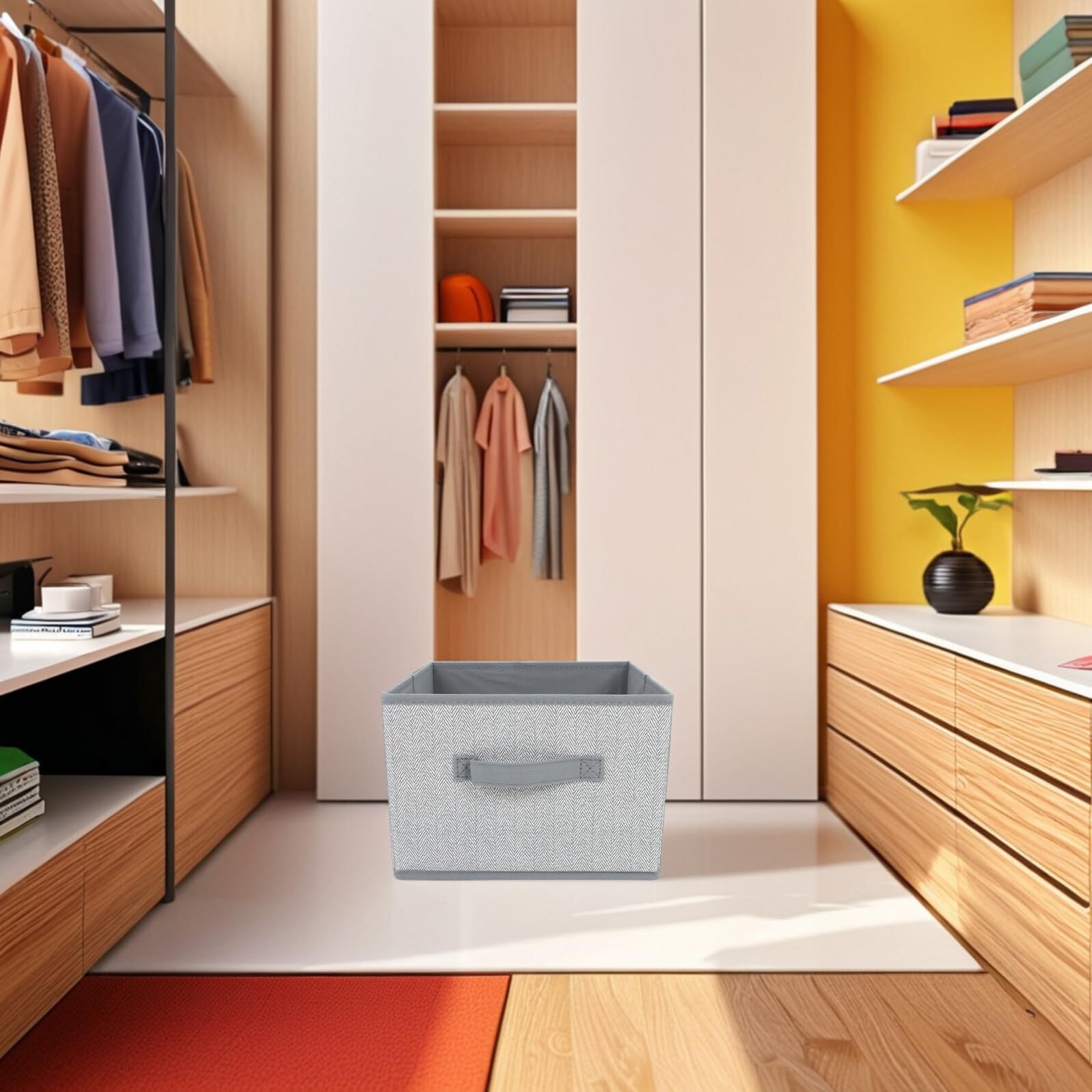 Lot de 2 Bacs de Rangement en Tissu Non Tissé Gris 16l pour Vêtements, Cubes de Placard Pliables, Organisateur de Garde-robe Multifonctionnel, pour Placard et Chambre