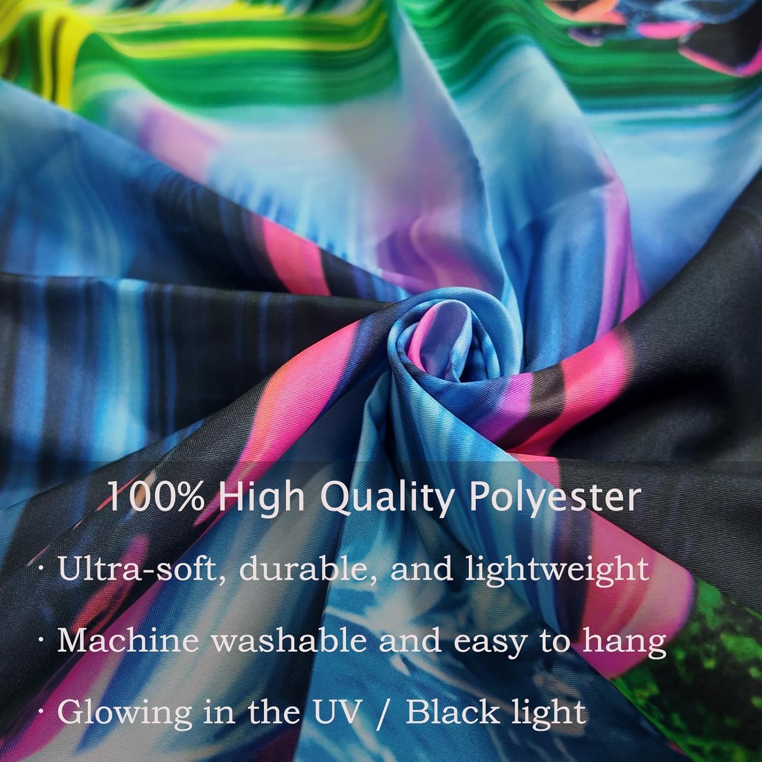 SparkLia Blacklight Fantasy Waterfall Moon, UV Reactive Nature Tapestry Neon Landscape Mountain Rainbow Wave Tapestry Wall Hanging Tapestries for Bedroom, Living Room - 70" x 90"