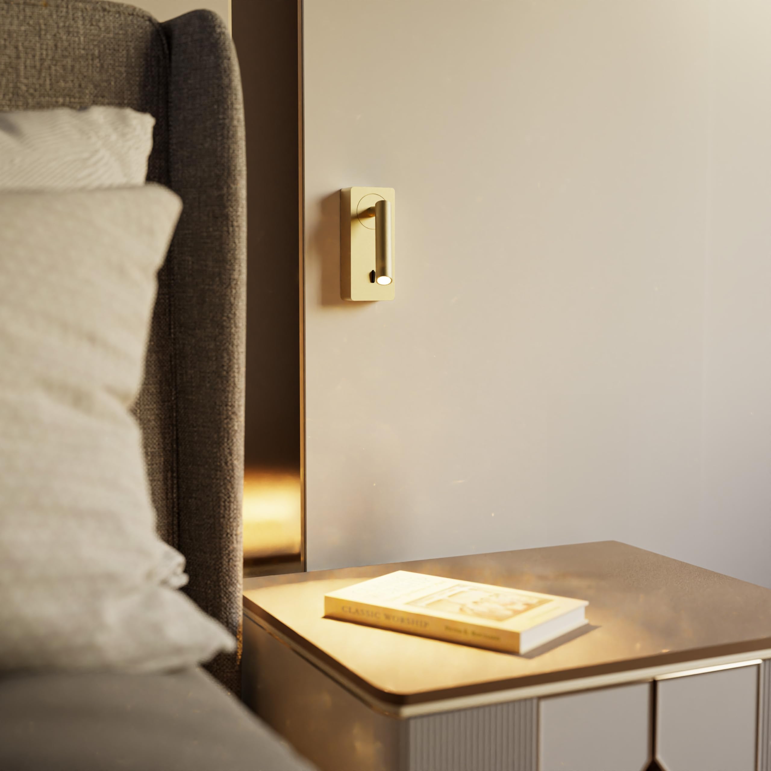 FORLIGHT Colo luz de Lectura en Color Oro con luz Blanco cálido 3000K