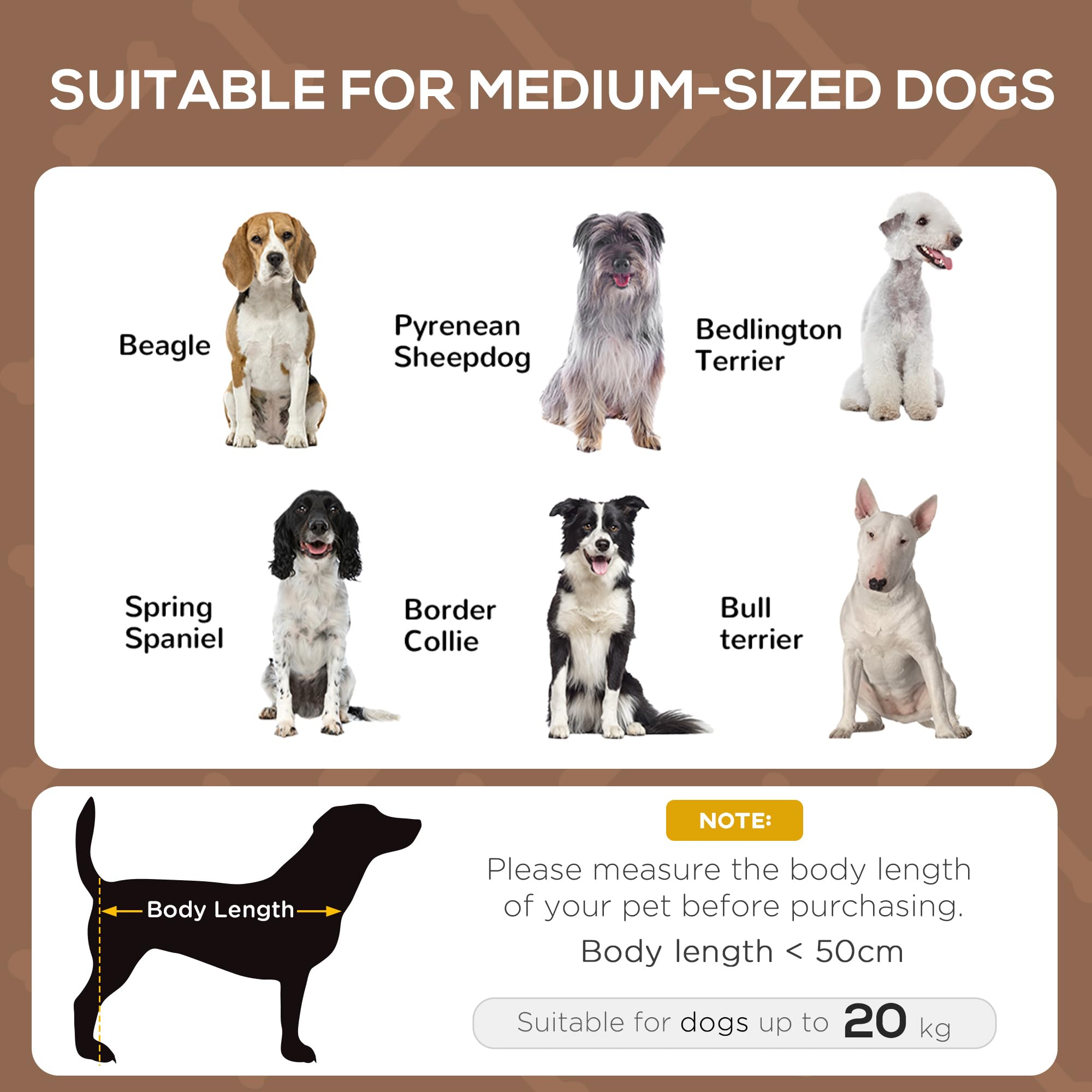 PawHut 76cm Elevated Dog Bed Cooling Raised Pet Cot UV Protection Canopy Coffee, Brown - Image 3