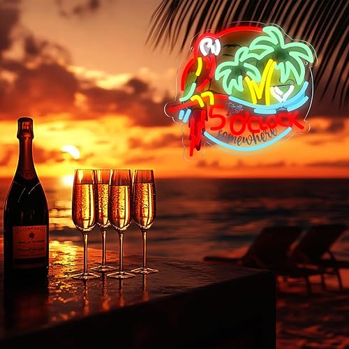 Miniatura 5 de Letreros de neón de 5 00 en punto, luces de neón de loro, decoración de pared para bar de cerveza, pub, recreación en casa, sala de juegos, regalo,