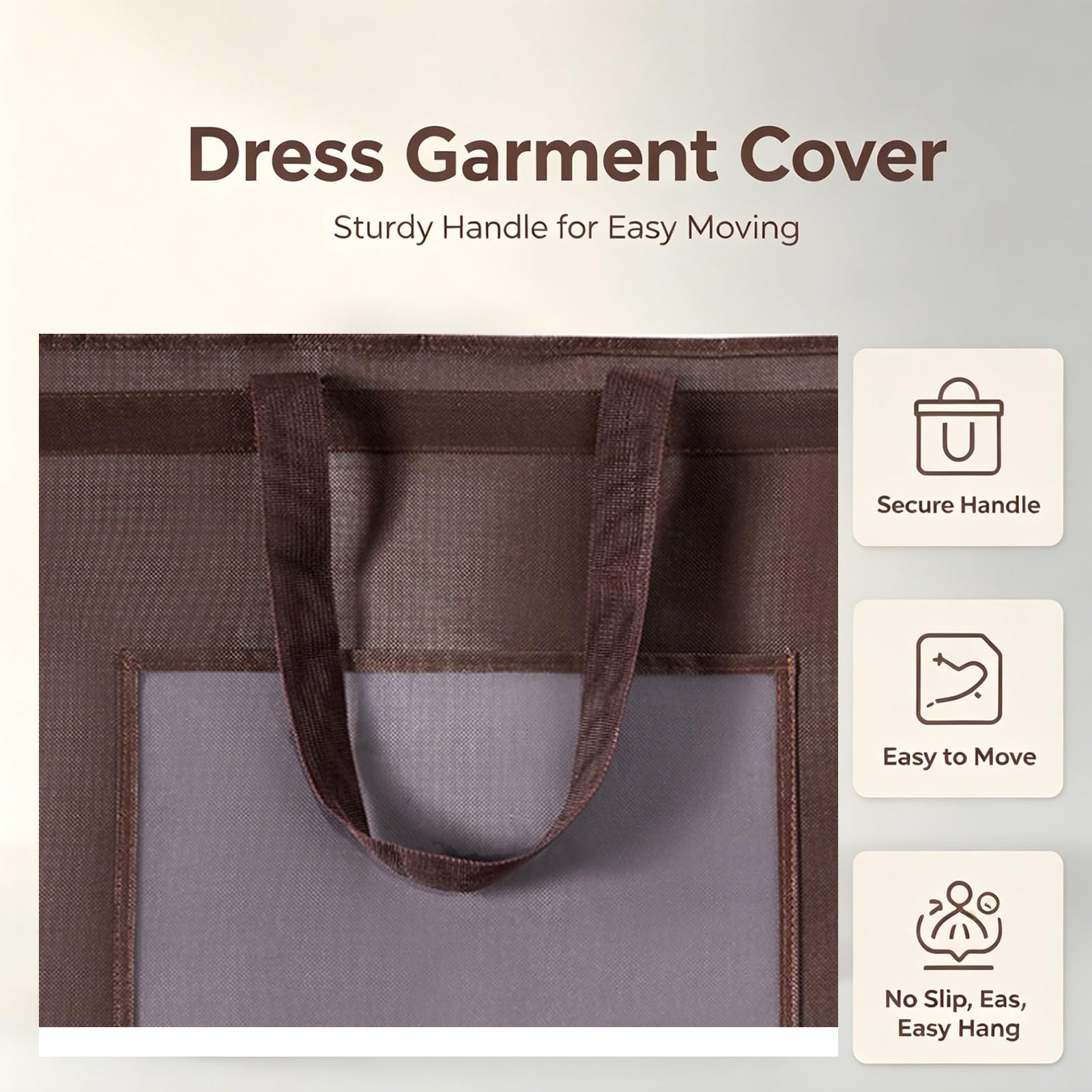 Funda Vestido Novia con Asa Cremallera Metálica | Confeccionada en Tejido no Tejido Transpirable, DiseñAda para Vestidos Largos de Gala, para Guardar(63in/160cm)