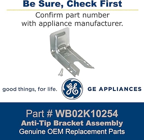Miniatura 2 de GE WB02K10254 - Conjunto de soporte anti-punta original OEM para GE RangeEstufaHornos
