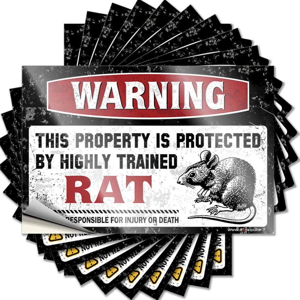 Sticker Friends Vinyl Sticker | Warning This Property is Protected By A Highly Trained Rat Smiley Face for Best Use(8X12CM)