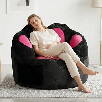 Achicsofar Bean Bag Chair for Adults Teens, Gaint Faux Fur Beanbag Chairs | Cats Paw Shape, Memory Foam Filled, Accent Floor Sofa ,for Reading, Gaming, Relaxing, in Living Room, Bedroom, Dorm