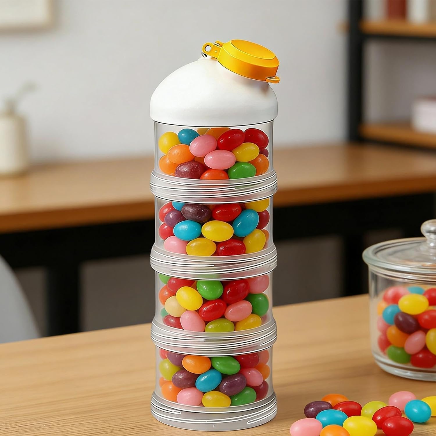 Stackable Formula Storage Container, 4 Layer Airtight Food Organizer, Portable Reusable Cereal and Powder Storage for Nursery, Home Travel Vacation Trips Car Feeding,