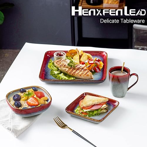 Miniatura 8 de HENXFEN LEAD Paquete: platos de postre pequeños de 6.3 pulgadas y platos llanos grandes de 11 pulgadas