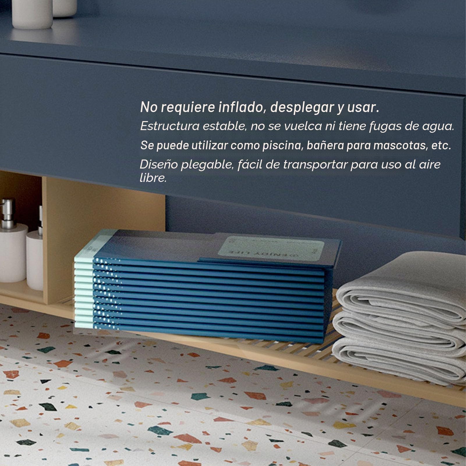 Piscina plegable para perros, piscina infantil, piscinas antideslizantes para niños, piscina plegable, baño inflable extragrande plegable sin inflación para el hogar al aire libre (1,6m/63