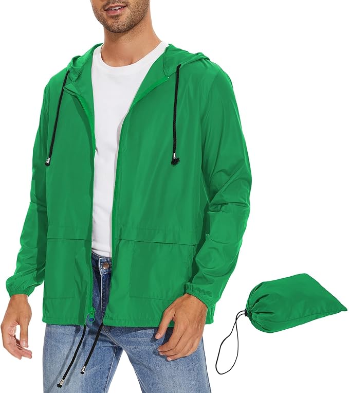 Mens Rain Jackets Waterproof with Hood Lightweight