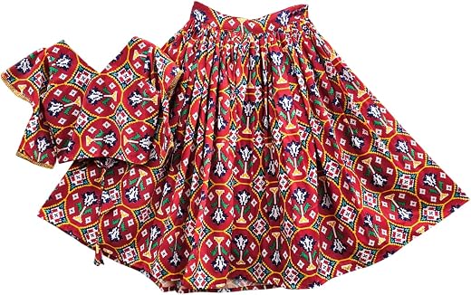 DRISHIV ENTERPRISE Royal Red Printed Kids Lehenga Choli Set with Classic Ethnic Design, Soft Fabric &amp; Graceful Twirl Skirt