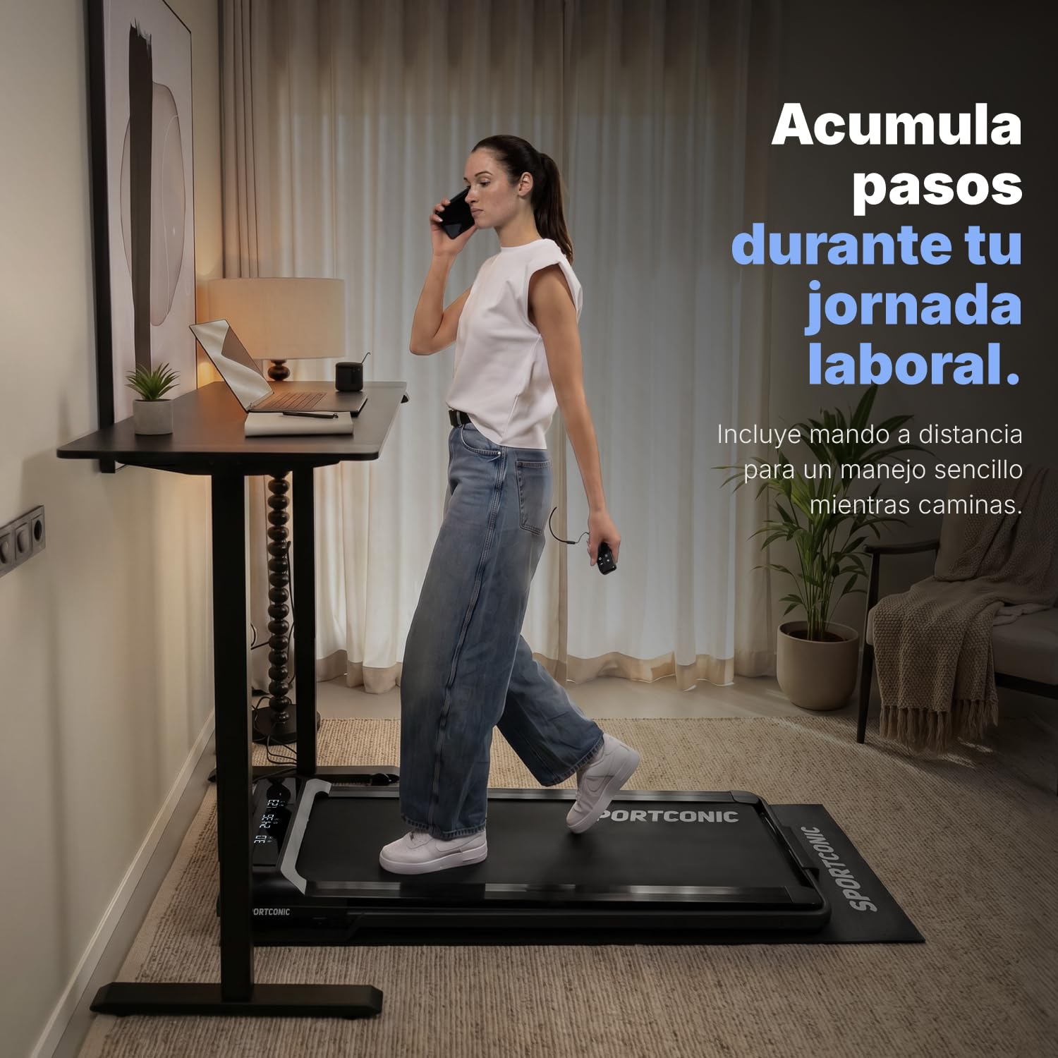 Sportconic Cinta de Correr Plegable con Inclinación, Walking Pad, Caminadora Electrica para Casa, Cinta de Andar Silencioso y Compacto
