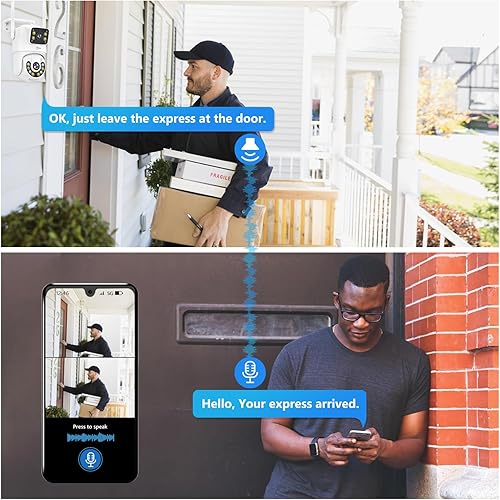 Miniatura 5 de Cámara de seguridad de doble lente Pan/Tilt Cámara WiFi para exteriores 8MP 2 unidades, seguimiento automático, detección humana, alarma de luz,