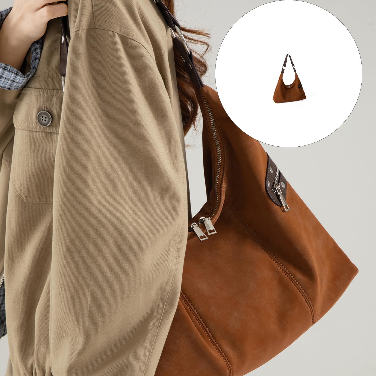 Toted Hobos Borsa da donna alla moda borse a tracolla con manico superiore borse con tasche multiple borse per la spesa casual Toted Hobos borsa da donna