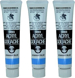 ターナー色彩(Turner Color) アクリルガッシュ エヴァンゲリオン20周年企画アヤナミブルー3本セット 20ml(6号)