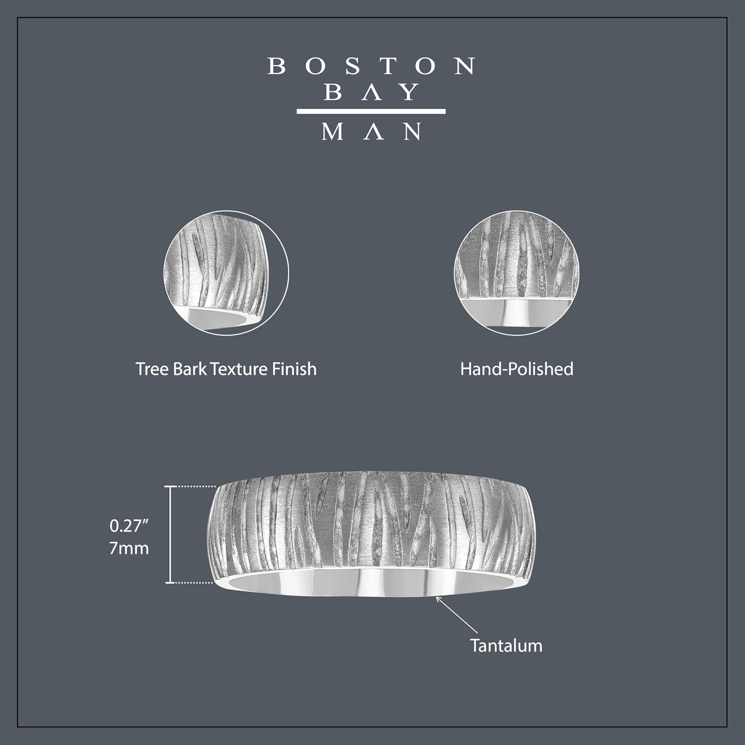 Boston Bay Diamonds Tantalum Comfort Fit Mens Wedding Band or Fashion Ring - 7mm & 8mm - Choice of Style