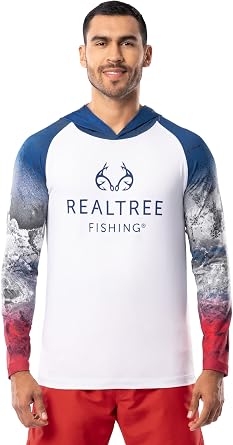 Realtree Mens Long Sleeve Patriotic Performance Fishing Hoodie