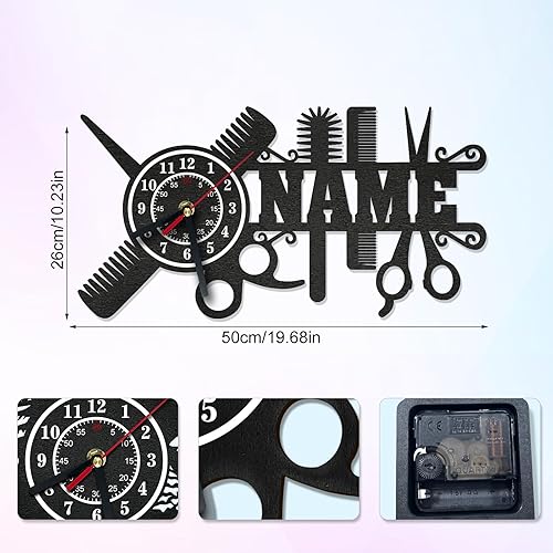 Miniatura 2 de QNTYCT Reloj de pared personalizado para peluquería, con texto personalizado, decoración de pared, regalo personalizado perfecto para peluqueros,