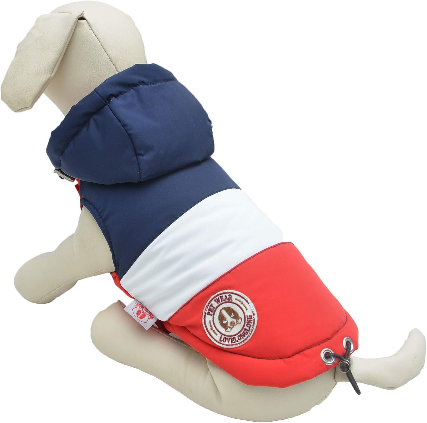 Waterproof Hooded Dog Jacket for Winter, Windproof Snow-proof Outdoor Sports Dog Coat with Warm Cotton Lining and Neck Leash Hole for…