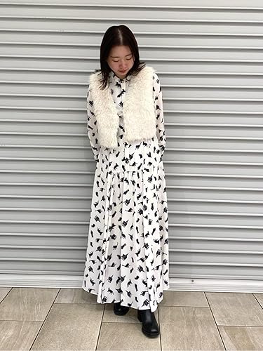 グレースコンチネンタル キャットプリントフライ ヨークワンピース