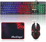 BlueFinger RGB Clavier de jeu et Combo de souris rétro-éclairées, USB Filaire, LED Jeu pour ordinateur portable PC Jeu et travail d'ordinateur (noir)