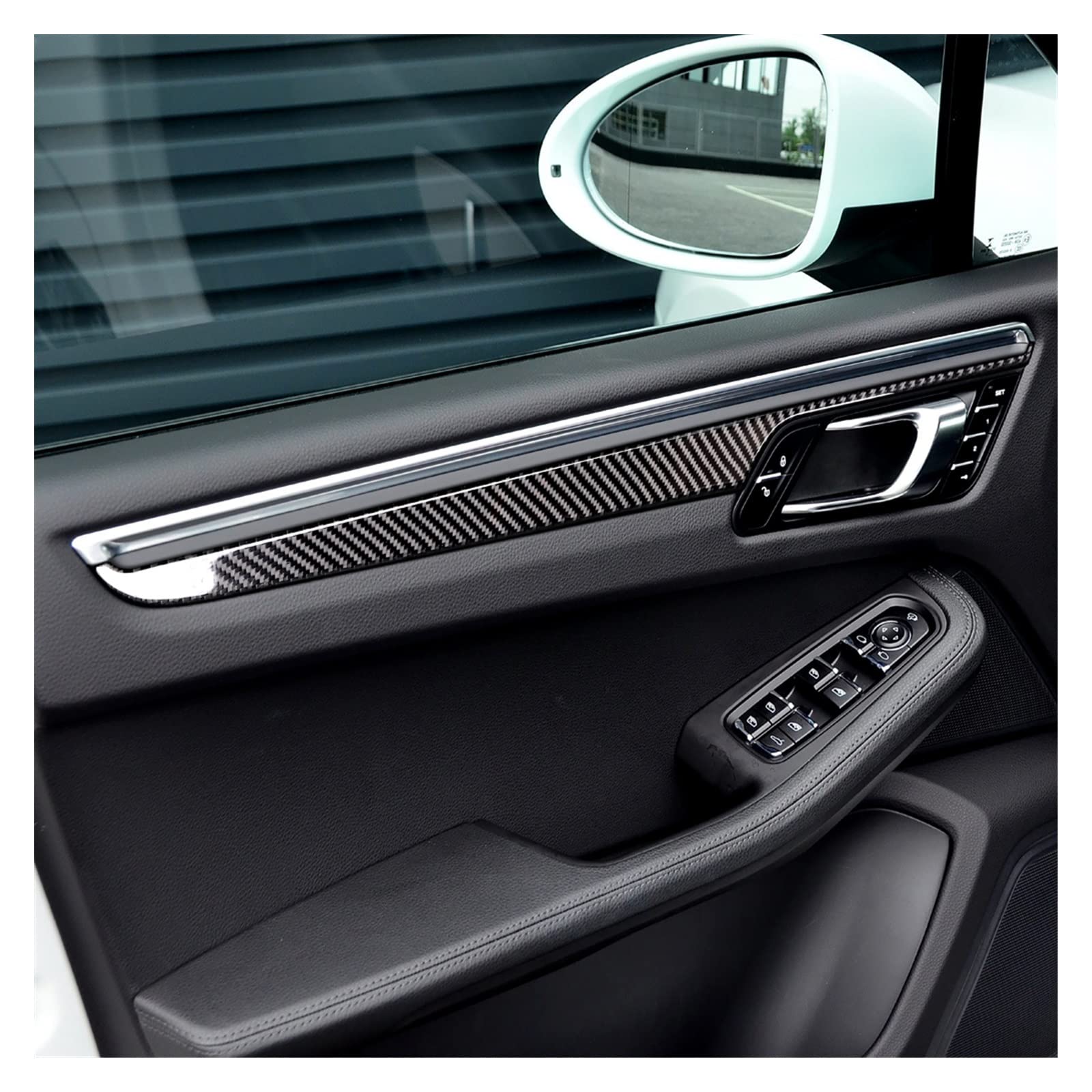 Pasuje do Porsche Macan Cayenne 2014-2021 drzwi samochodu z włókna węglowego panel wewnętrzny naklejka udekoruj pokrywę wykończenia Auto akcesoria do wykończenia straż zestawy naklejek