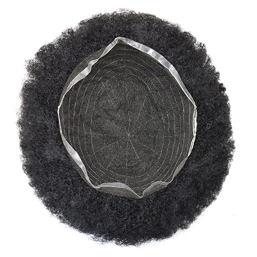 Miniatura 3 de Afro Toupee para hombres negros, unidad de cabello humano rizado brasileño para hombres negros, encaje completo, afro para hombre, tupé