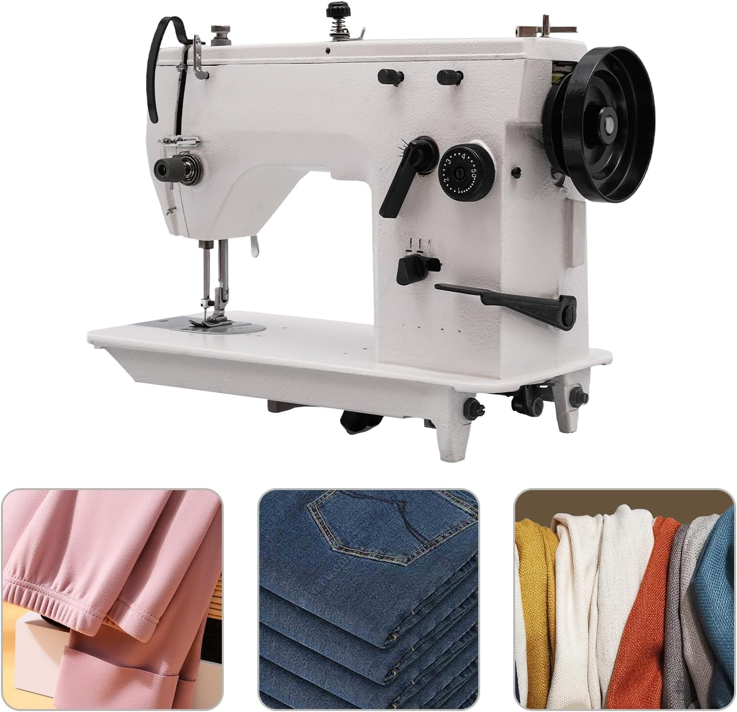 Industrial Sewing Machine Head Straight Stitch Zigzag Heavy Duty Sewing Machine with Accessory Kit,2000 Stitches/min Canvas Leather Sewing Machine for Garment Factories,Home Sew Garment