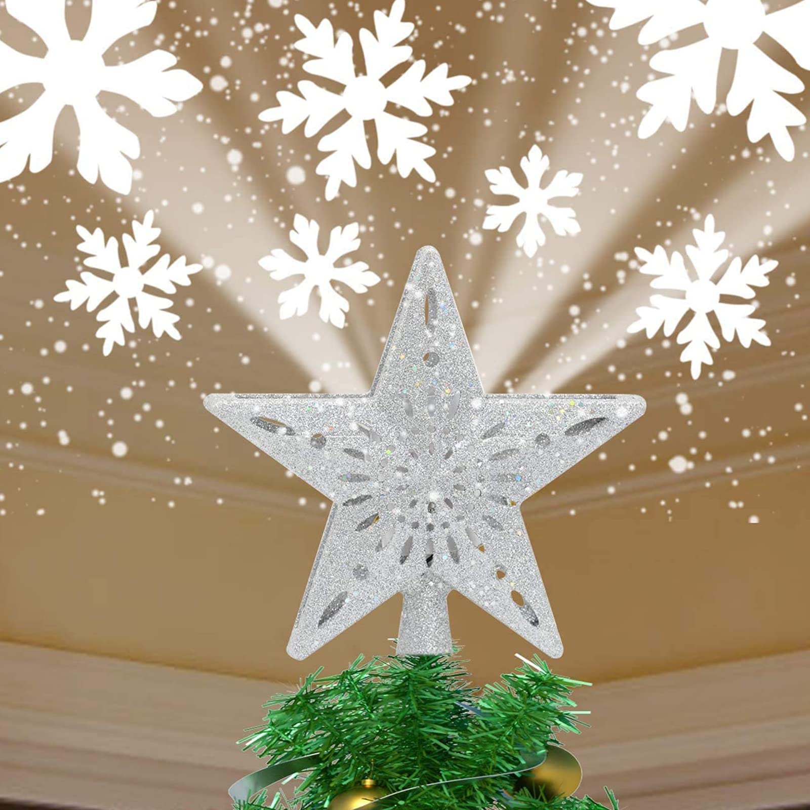 Buy Christmas Tree Topper Lighted,Silver Christmas Star Tree Topper